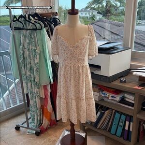 Altar'd State White and Pink Floral Midi Dress